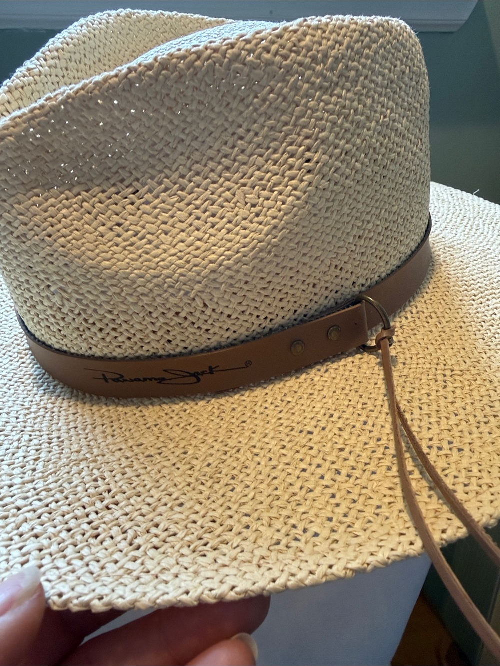 Panama Jack Beige Straw Fedora with Brown Band - Picture 3 of 8